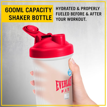 Everlast FIT 600ML 摇摇杯 - 防漏 - 摇摇杯带螺旋搅拌球，不含 BPA/DEHP，易于清洁，非常适合混合蛋白质奶昔。（红色）