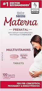 NESTLÉ Materna Prenatal Multivitamin Supplement | Folic Acid | 100 Tablets