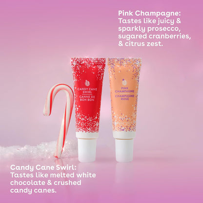 eos Holiday Collection Candy Cane Swirl and Pink Champagne Super Balm, 20ml, 2 pack