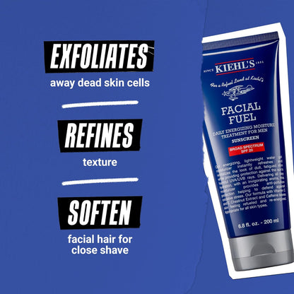 Kiehl's Facial Fuel Moisturizer with SPF 20 for Men, Energizing Face Moisturizer for Dull Skin, Non-Greasy Feel, Hydrating Lotion & Broad Spectrum Sunscreen, with Caffeine & Vitamin C