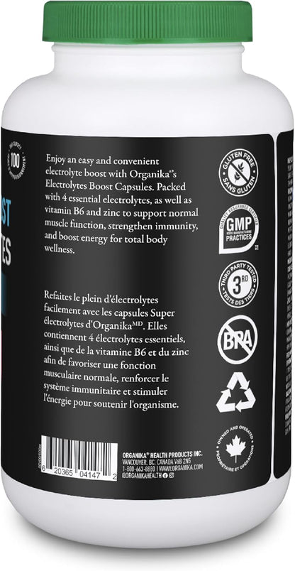 Electrolytes Boost Capsules - Healthy Hydration and Energy Boost, Infused with Zinc and Vitamin B6 for Enhanced Immunity and Muscle Function, BPA and Gluten Free - 200vcaps