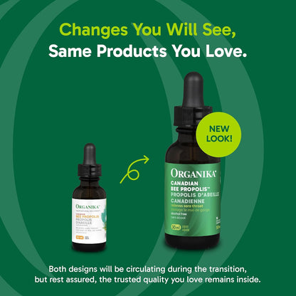 Organika 蜂胶液 - 天然免疫支持、缓解咽喉痛、抗氧化、无酒精 - 30 毫升