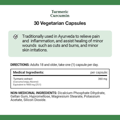 NATURE'S BOUNTY Turmeric, Ultra Strength, 9000 mg, Vegetarian, Anti-inflammatory For Joint Pain, Helps Healing Of Minor Wounds Like Cuts & Burns And Minor Skin Irritations, Capsules, 30 g