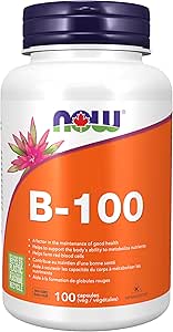 NOW Supplements，維生素B-100，能量生成，神經系統健康，100粒素食膠囊