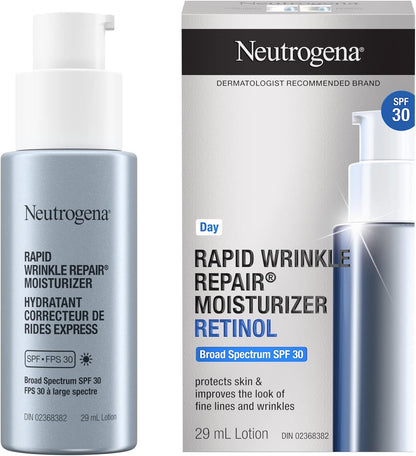 露得清快速抗皺修復視黃醇臉部保濕霜，無香型抗衰老視黃醇乳霜 SPF 30，快速抗皺修復保濕霜，29 毫升