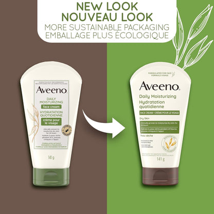 Aveeno 卸妆湿巾、大豆提取物正能量焕彩洁面湿巾（25 片装）和每日保湿面霜（每日保湿面部和颈部乳液）（无香型，141 克）