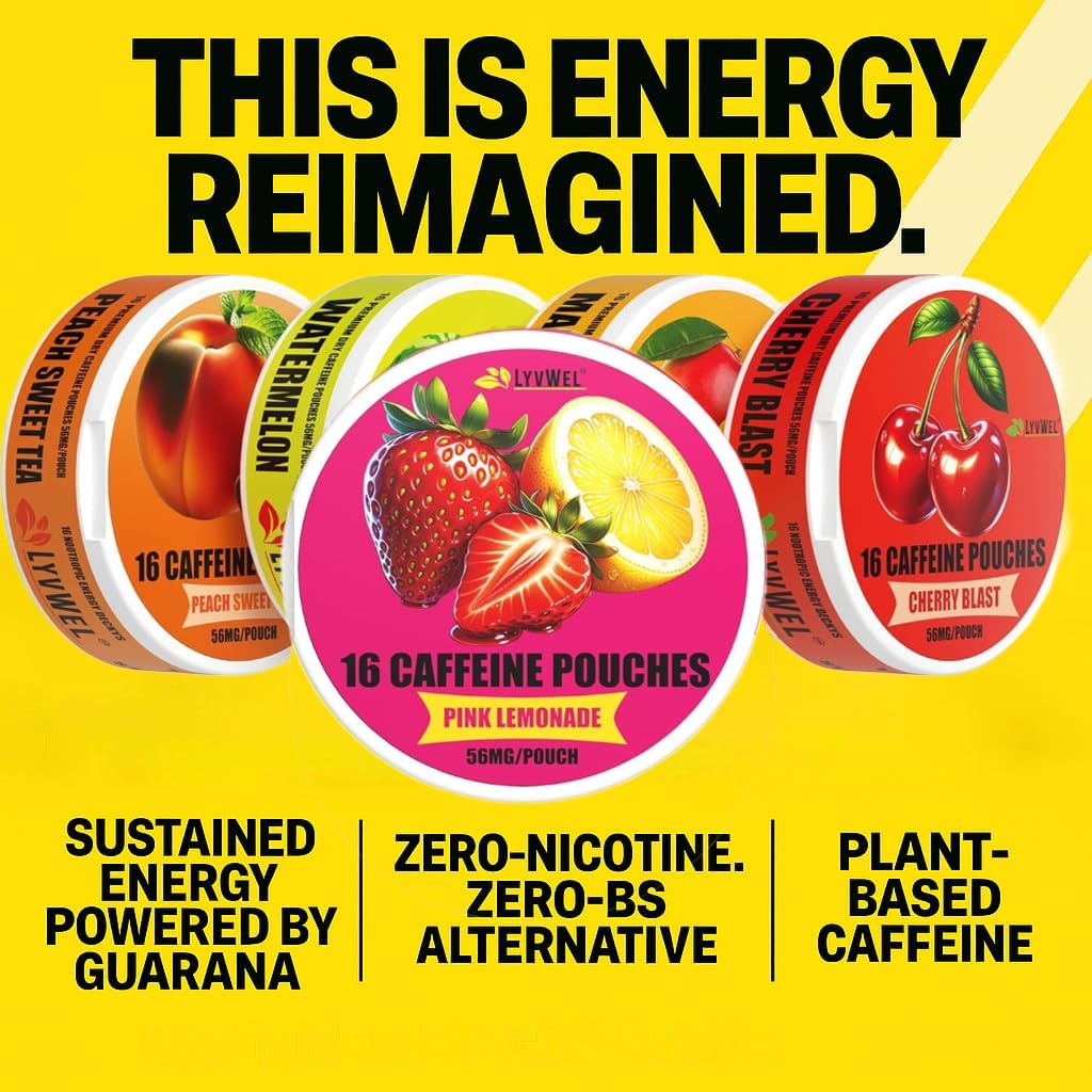 LYVWEL 5 包咖啡因浸剂 | 益智专注力和神经支持 | 天然咖啡因提升 | 每罐 16 包 | 每包含 56 毫克咖啡因 | 不含尼古丁，不含烟草 | 即时能量提升