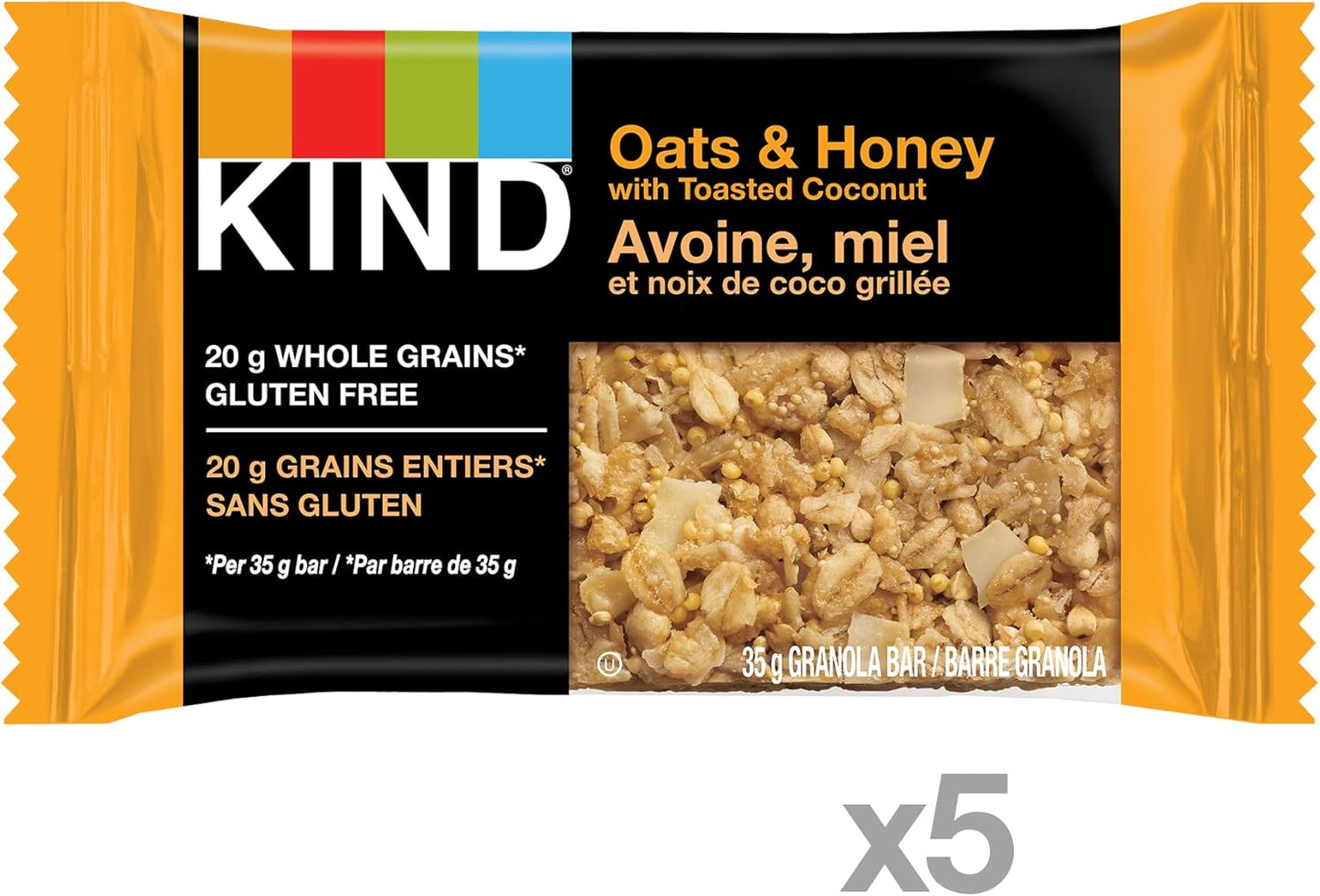 KIND Bars, Dark Chocolate Nuts & Sea Salt, Gluten Free, Low Sugar, 40 Grams, 12 Count & Healthy Grains Bars, Oats & Honey with Toasted Coconut, Gluten Free, 35 Grams, 5 Count