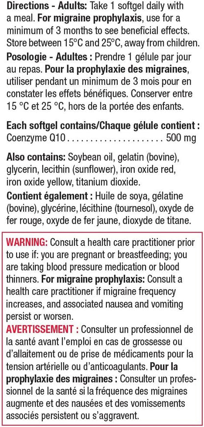 CoQ10 500 毫克超強效 - 輔酶 Q10，非基因改造，無麩質，30 粒（1 包）和 Omega-3 Select 1,000 毫克