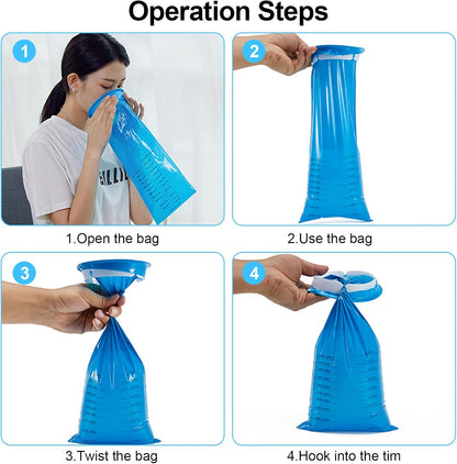 Harewu 24 件嘔吐袋一次性 1000ml 高密度嘔吐袋，便攜式嘔吐袋，適用於孕吐、兒童、孕婦、出租車司機、暈車（藍色（24 件）