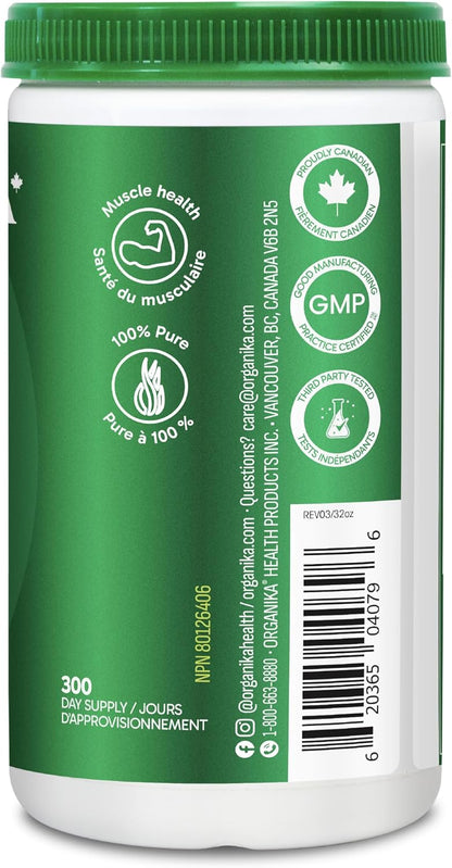 Organika 加拿大製造甘氨酸粉 - 蛋白質氨基酸 - 促進蛋白質合成、膠原蛋白形成、關節和肌肉健康、鎮靜作用 - 450克