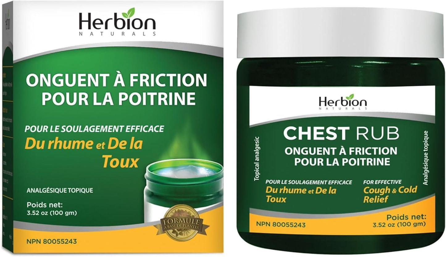 Herbion Naturals 胸部按摩膏，3.5 液体盎司 - 局部镇痛剂；缓解咳嗽、鼻塞和胸闷；舒缓拉伤、扭伤和关节炎引起的疼痛和酸痛