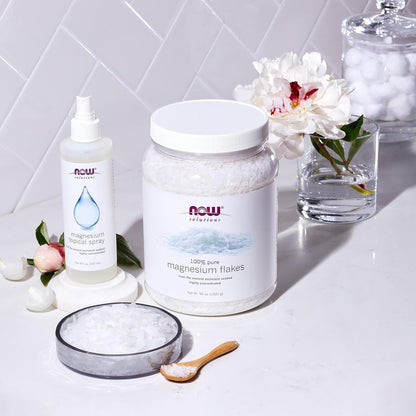 NOW Solutions，鎂片，100%純，來自古代Zechstein海床，高濃度，1531克
