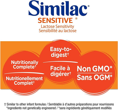 Similac Sensitive 乳糖敏感婴儿配方奶粉，浓缩液，12 x 385 毫升，0+ 个月，橙味，385 毫升（12 包）