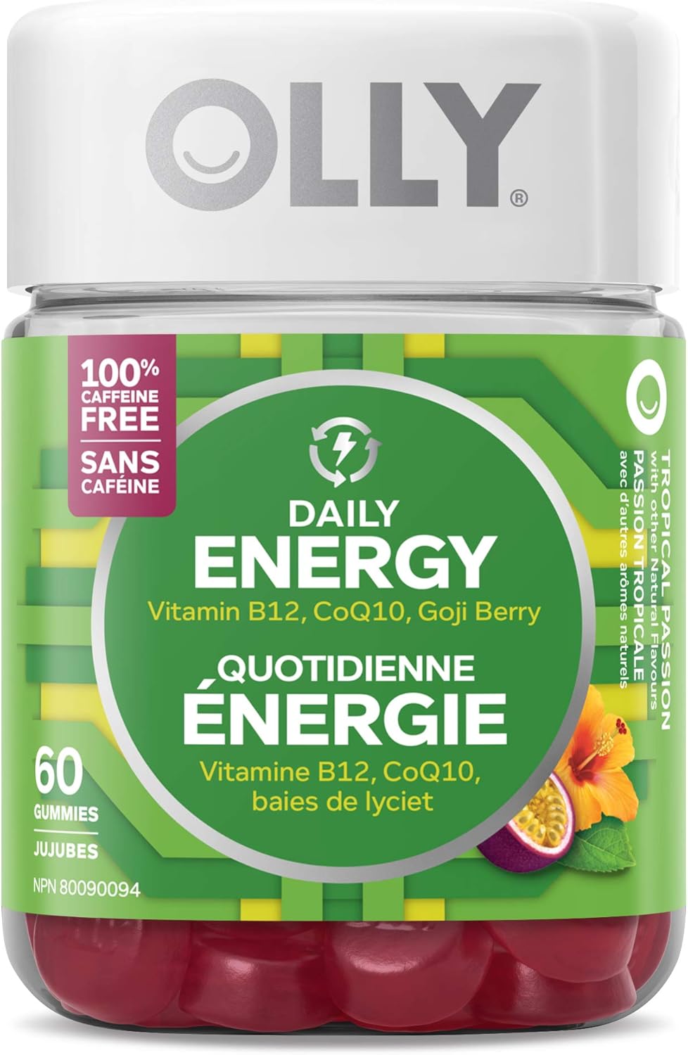 OLLY 每日能量软糖补充剂 100% 无咖啡因能量维生素和男士多种能量软糖补充剂
