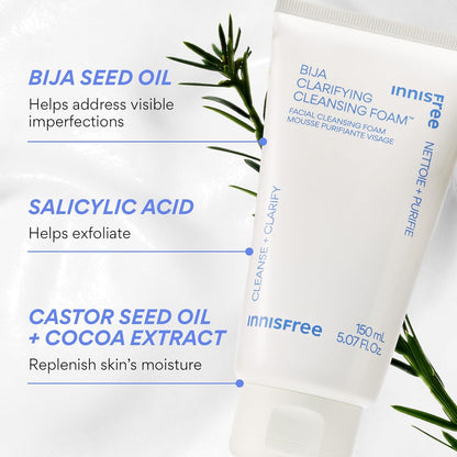 innisfree 榧子淨膚泡沫潔面乳，含水楊酸和蓖麻油，韓國保養品，溫和潔面乳，無硫酸鹽配方