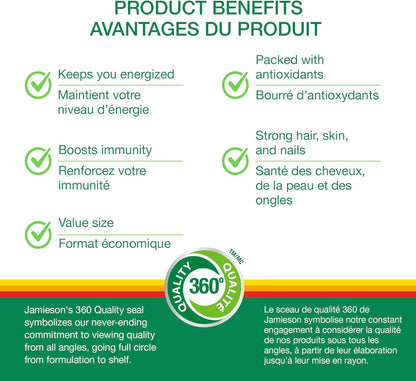 Jamieson 100% 女士複合維生素，含蔓越莓、生物素和鈣，支持能量、免疫力、日常健康、健康皮膚和骨骼健康，每日一片，160 粒膠囊