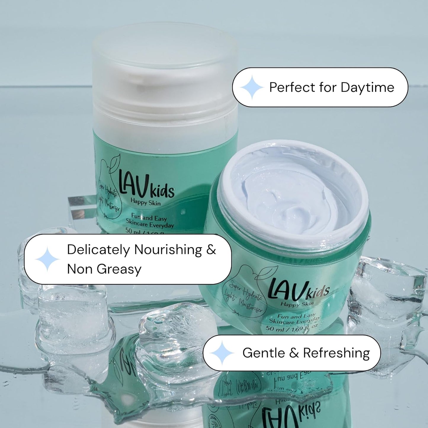 Lav Kids Super Hydrate Light Face Moisturise with Aloe vera, Sweet Almond Oil and Shea Butter 50ml, Gentle Kids and Baby Moisturiser Cream, Dermatologically Tested Face Cream for All Skin