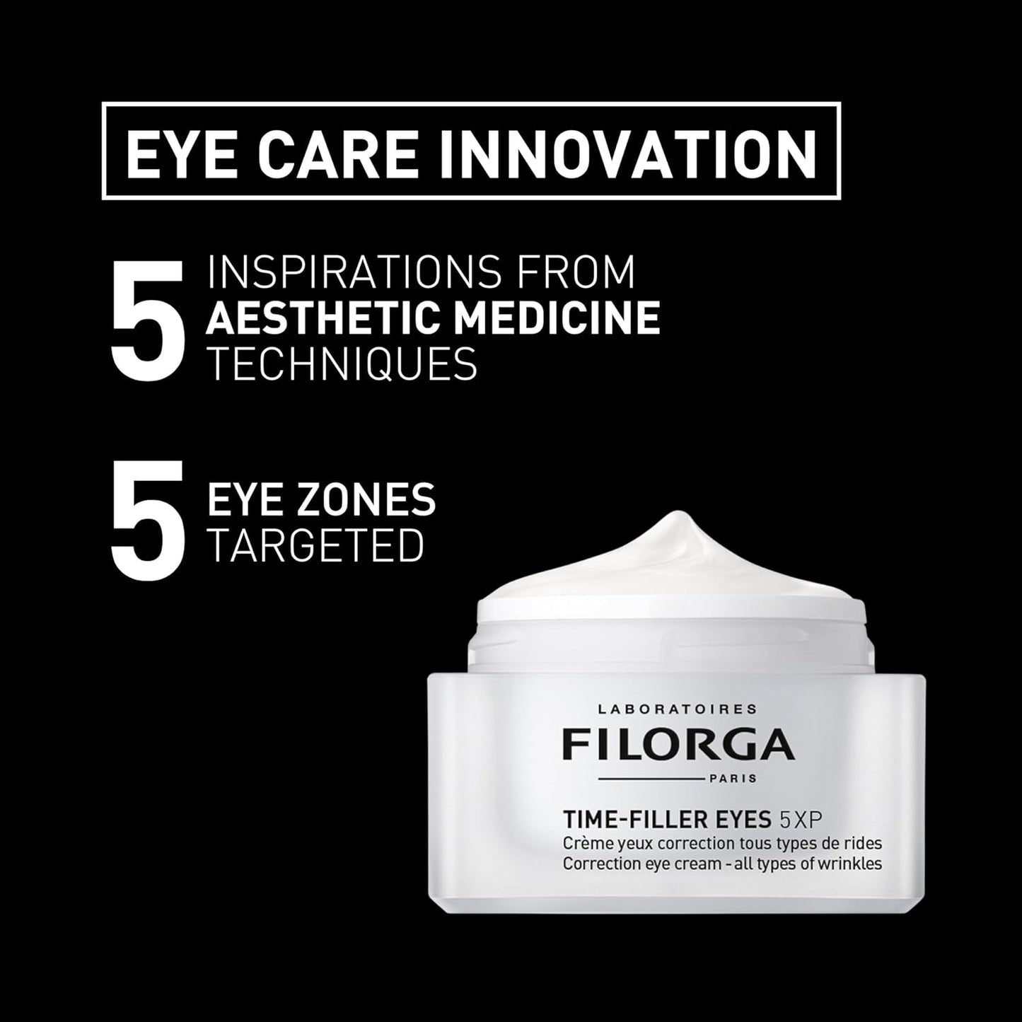 Filorga Time-Filler 5XP Eye Cream - Anti Aging Eye Cream For Wrinkles Correction & Smooth Eye Contour - With Peptides & Hyaluronic Acids - 15ml