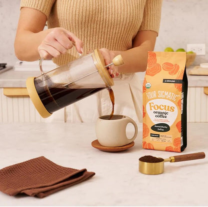 Four Sigmatic Think 蘑菇研磨咖啡 | 有機研磨咖啡，含猴頭菇和白樺茸 | 益智蘑菇咖啡，有助於提高注意力和增強免疫力 | 340克/袋