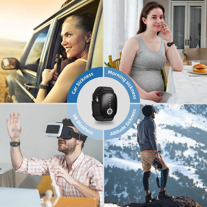 EmeTerm 时尚 FDA 认证 缓解恶心电极刺激器 孕吐 晕车 呕吐缓解 可充电 无凝胶 无药物腕带 无副作用 - 墨黑色