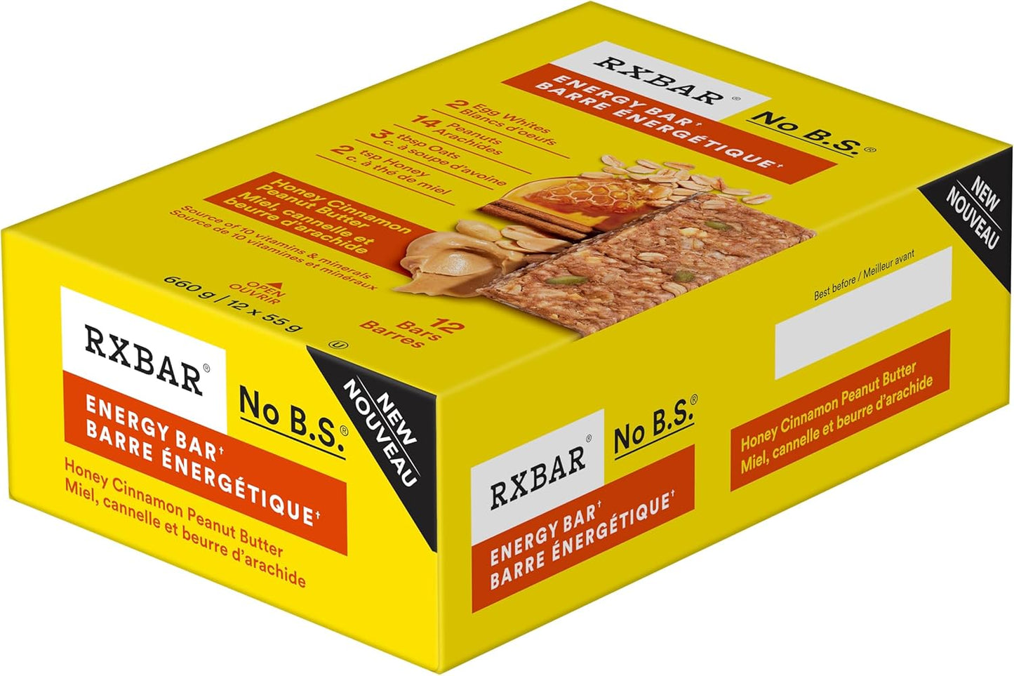 RXBAR Energy Protein Bar Honey Cinnamon Peanut Butter 12x55g (Pack of 12)