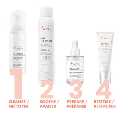Eau Thermale Avène Tolerance 溫和舒緩泡沫潔面卸妝液，適用於敏感和超敏感肌膚，無香型，150 毫升