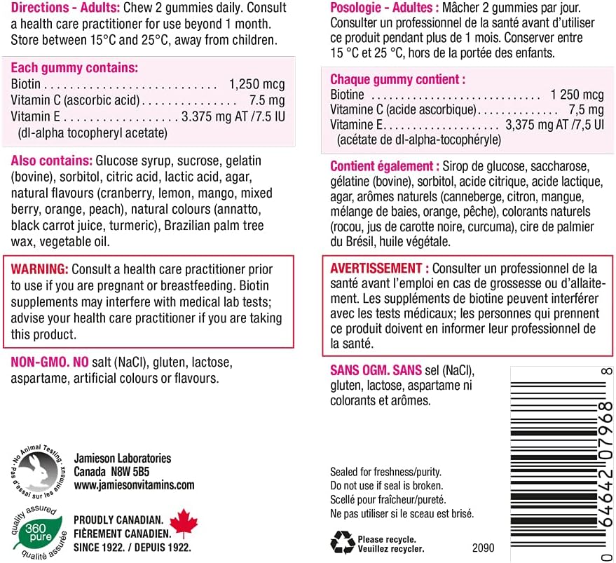 Jamieson Probiotic Gummies 45 Gummies + Jamieson High Potency Biotin Gummies 100 Gummies