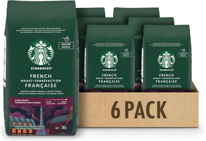 星巴克法式烘焙研磨咖啡 340 克（6 包），法式深度烘焙，6 包