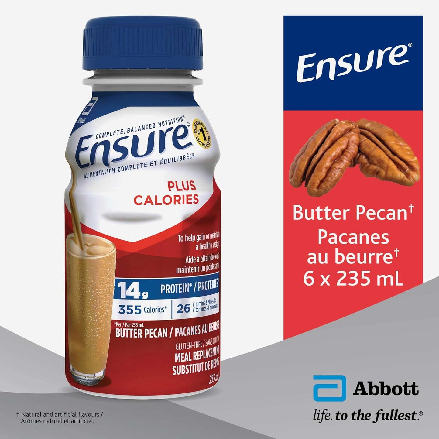 Ensure Plus Calories, Nutritional Supplement Shake, To Help With Healthy Weight Gain Or Maintenance, Butter Pecan, 6 x 235-mL Bottles