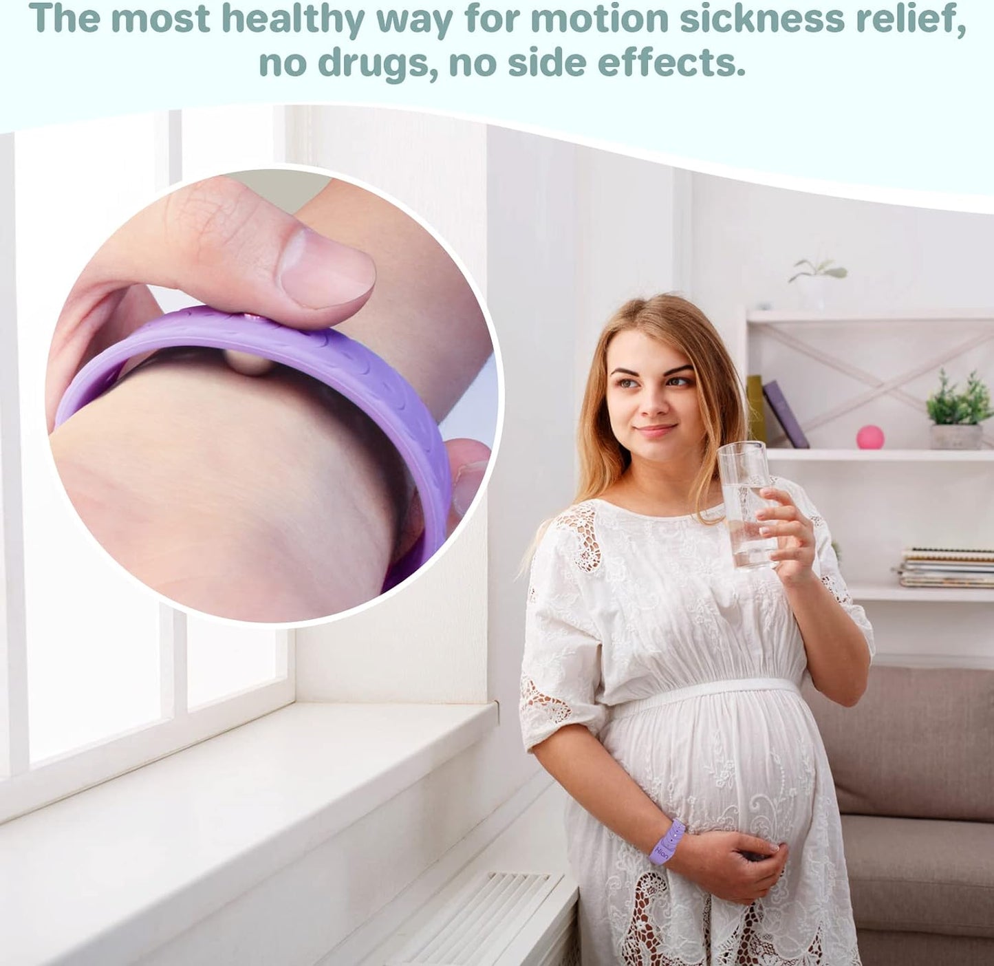 Motion Sickness Bands/Adjustable Acupressure Wristbands/Relief Waterproof Band For Nausea Morning Sickness,Motion Sickness Sea Flying Travel（1Pair Black）