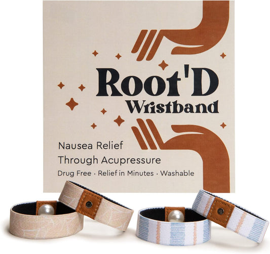 Root'd Anti Nausea Wristband | Motion Sickness Bands, Morning Sickness Relief - Sea Bands for Motion Sickness & Travel, Pregnancy Nausea Relief Band (Medium)