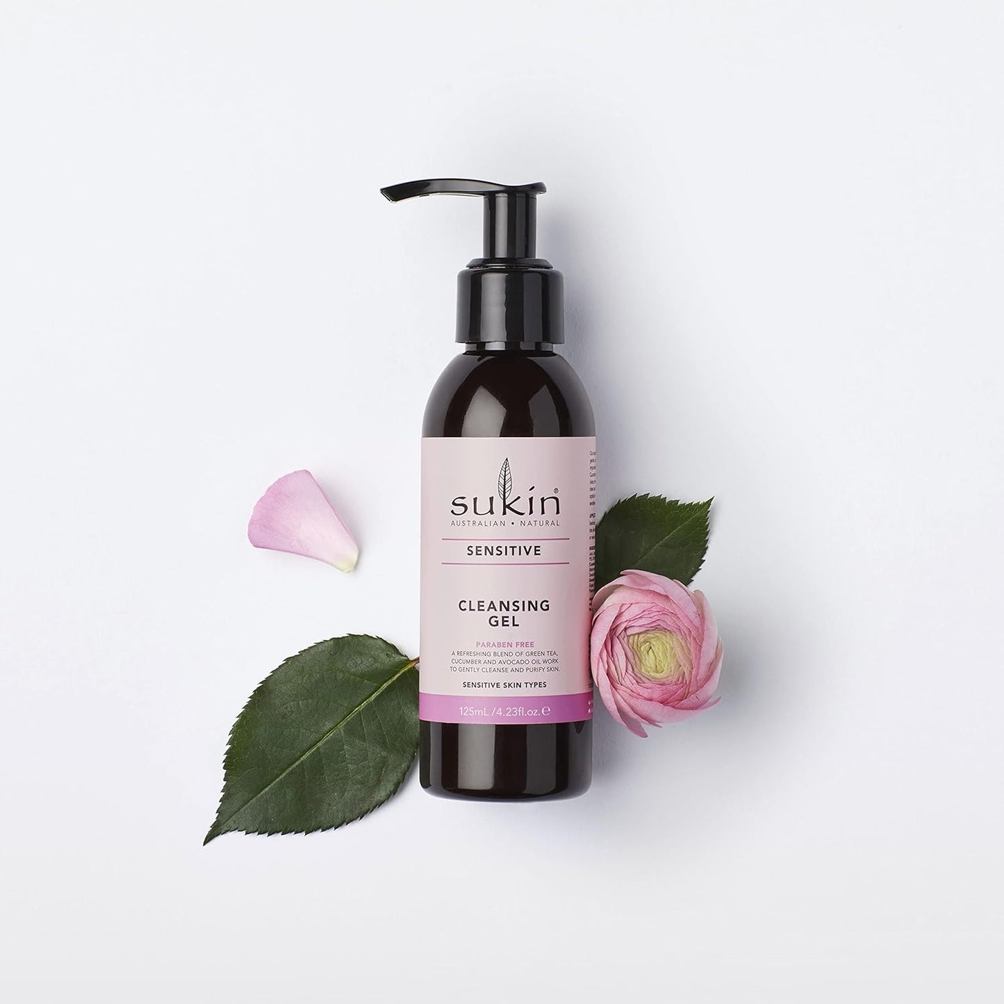Sukin Sensitive Cleansing Gel – Face Wash for Sensitive Combination or Oily Skin with Green Tea, Aloe Vera and Vanilla, Vegan, Cruelty Free, Mineral Oil Free, Sulfate Free, Paraben Free – 125 mL