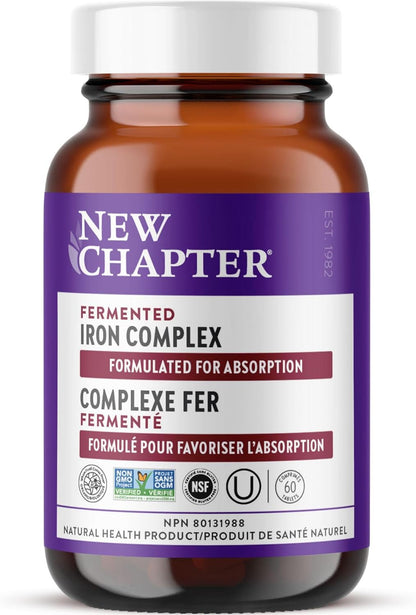 New Chapter 發酵鐵補充劑 - 鐵食品複合物，含機非基因改造成分 - 60 粒