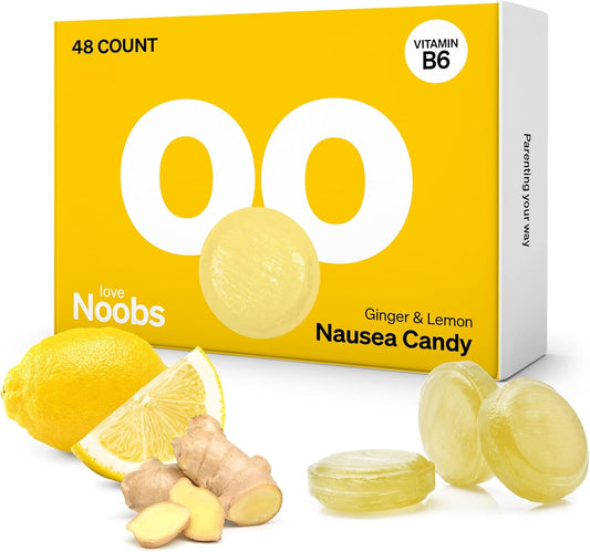 Lemon Ginger Candy for Nausea Pregnancy by LoveNoobs™, Anti Nausea Pregnancy, Candy for Morning Sickness, Lemon Drops for Motion Sickness, Sugar-Free, B6
