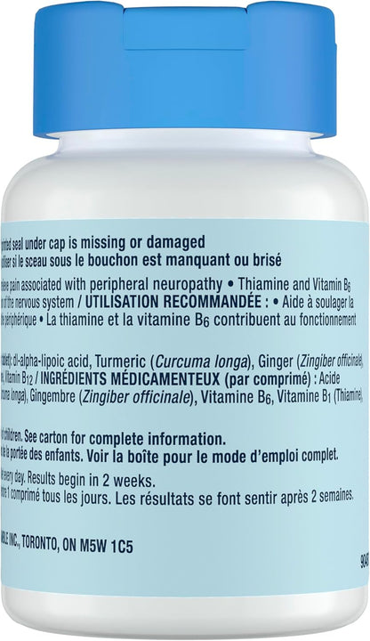 Nervive 神经舒缓片，有助于缓解周围神经病变引起的疼痛，α-硫辛酸 ALA，维生素 B1-硫胺素、B6 和 B12，姜黄，生姜，30 天用量，30 片