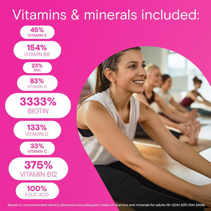 One A Day Multi+ 頭髮、皮膚和指甲複合維生素軟糖 - 每日補充維生素，支持健康的頭髮、皮膚和指甲，含生物素、維生素 A、C、E 和鋅，男女適用，120 粒軟糖