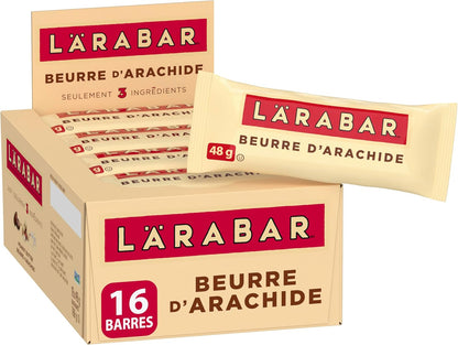 LÄRABAR 花生酱、水果和坚果能量棒，16条装，无麸质，纯素，家庭装，零食棒