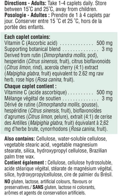 Jamieson 维生素 C 500 毫克缓释胶囊，支持免疫健康，强健牙齿和骨骼。全天缓释维生素 C，素食，无麸质，100 粒，加拿大制造