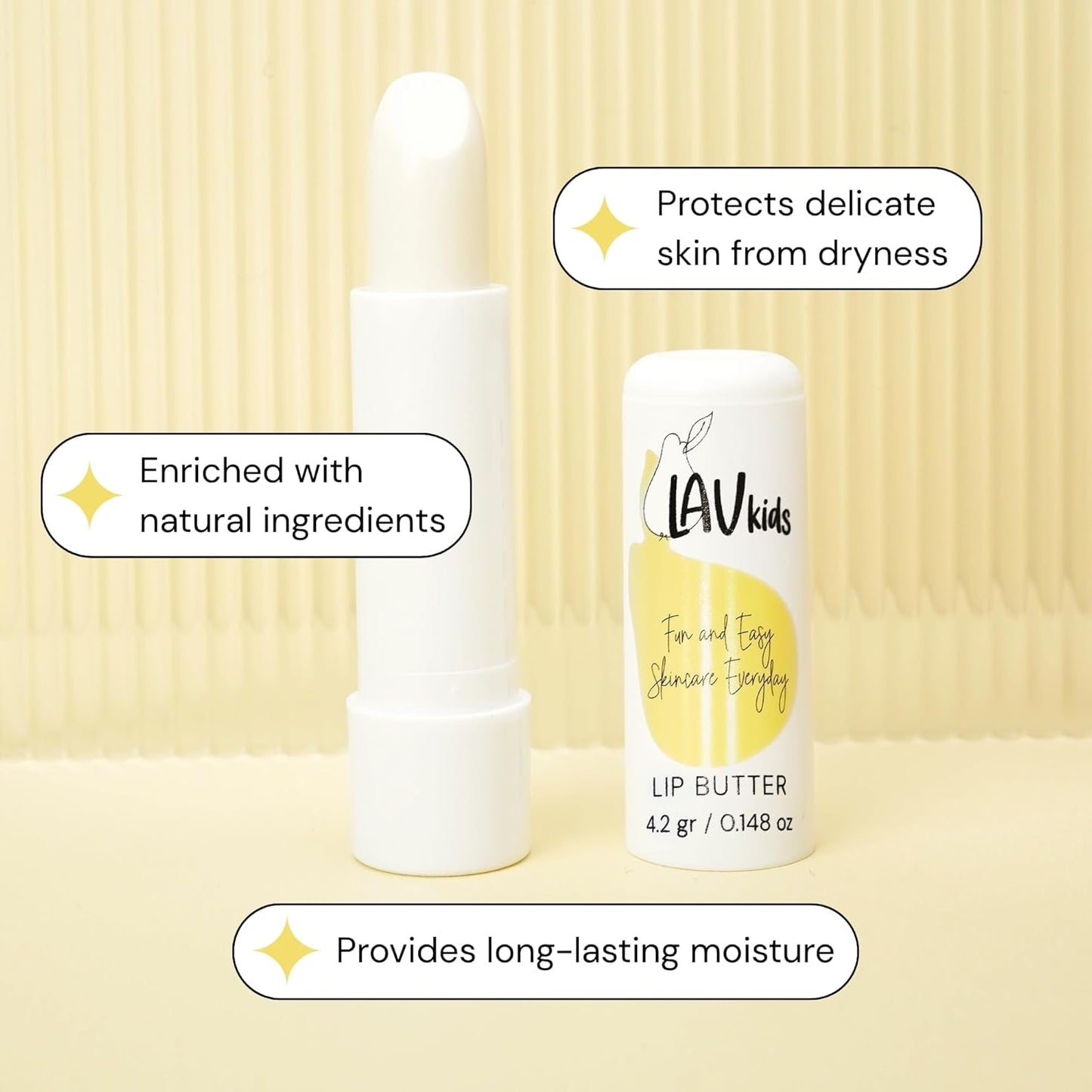 Lav Kids Nourishing Lip Butter gently scented Natural Child Balm Ultra-moisturising Lip Butter for sensitive skin Paediatrician Tested & Approved Kids Intensive Lip treatment for Sensitive Skin 4.2g