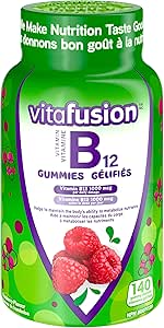 Vitafusion B12 成人維生素軟糖，每日 1000 微克維生素 B12，幫助營養代謝，140 粒，2 個月用量，包裝可能有所不同