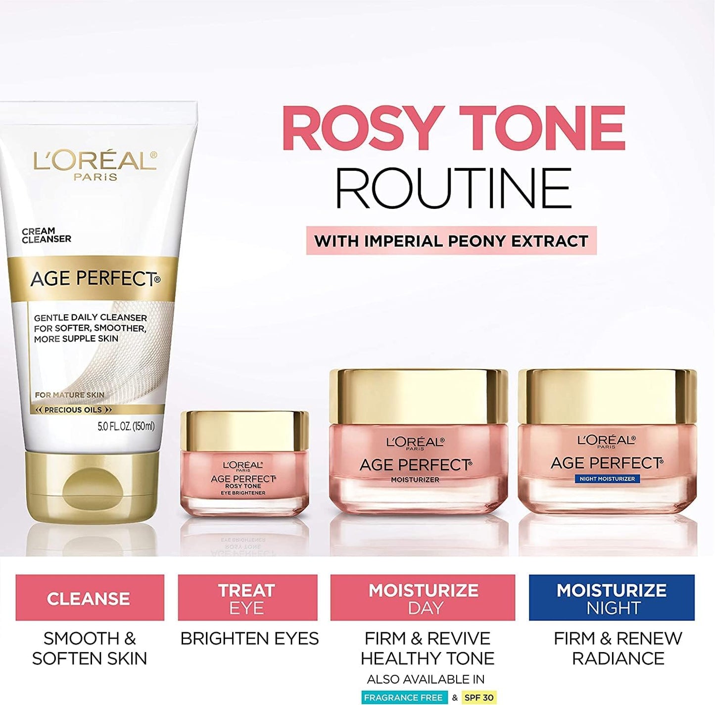 L’Oréal Paris Day Face Moisturizer Cream, Age Perfect Rosy Tone, with LHA & Imperial Peony Extract, For Mature Skin Skincare, 50 ml