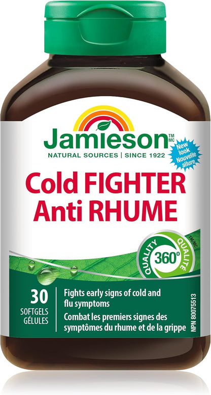 Jamieson 感冒舒缓软胶囊，适用于成人和青少年（10 岁以上）。有助于对抗感冒早期症状，改善感冒症状。添加生姜成分，缓解恶心，非转基因，无麸质，30 粒装