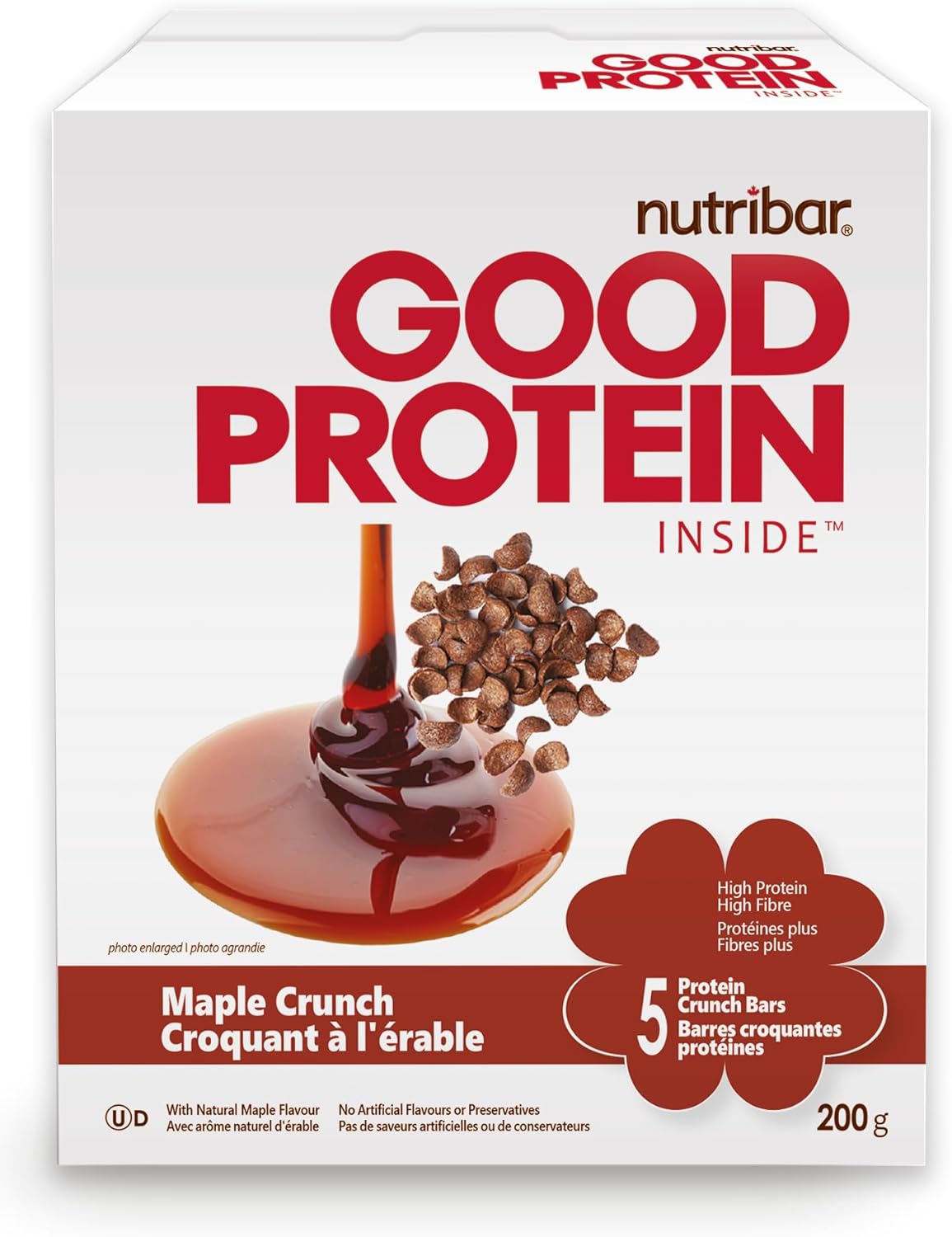 Nutribar Good Protein 高蛋白棒楓糖脆，加拿大製造，每條 14 克蛋白質，5 條