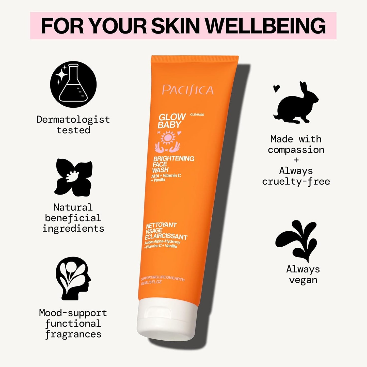 Pacifica Glow Baby Brightening Face Wash, 5 Ounce