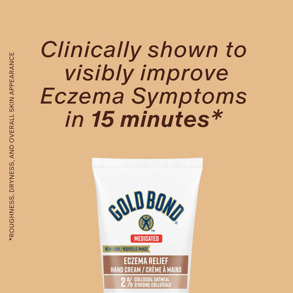 Gold Bond Medicated Eczema Relief Hand Cream, 85ml Tube, Steroid Free Moisturizing Hand Cream With 2% Colloidal Oatmeal to Relieve Rashes, Itching and Irritation Associated With Eczema