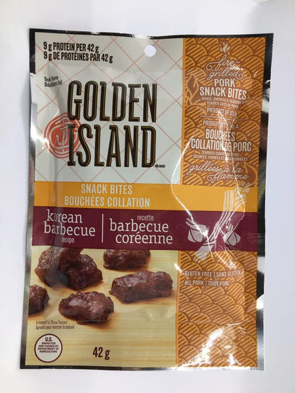 Golden Island Natural Style Pork Snack Bites, Korean Barbecue Recipe, 4 Pack (42g each)