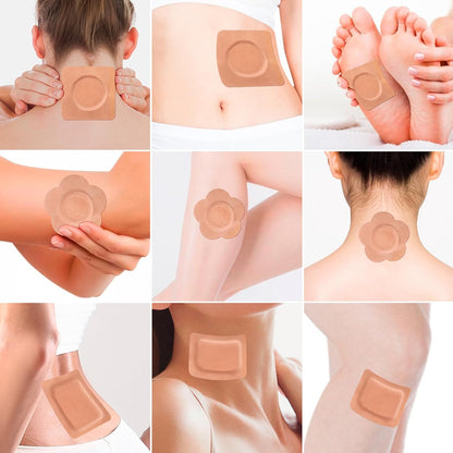 RAJOSEE 32Pcs Castor Oil Packs with Organic Cold Pressed Castor Oil in Glass Bottle, Cotton Wraps for Waist, Back, Neck, Arm, Self-Adhesive