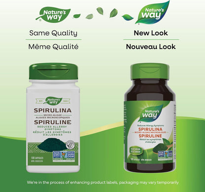 Nature's Way Spirulina, Micro-algae, Reduces Allergy Symptoms, 100 Vegetarian Capsules