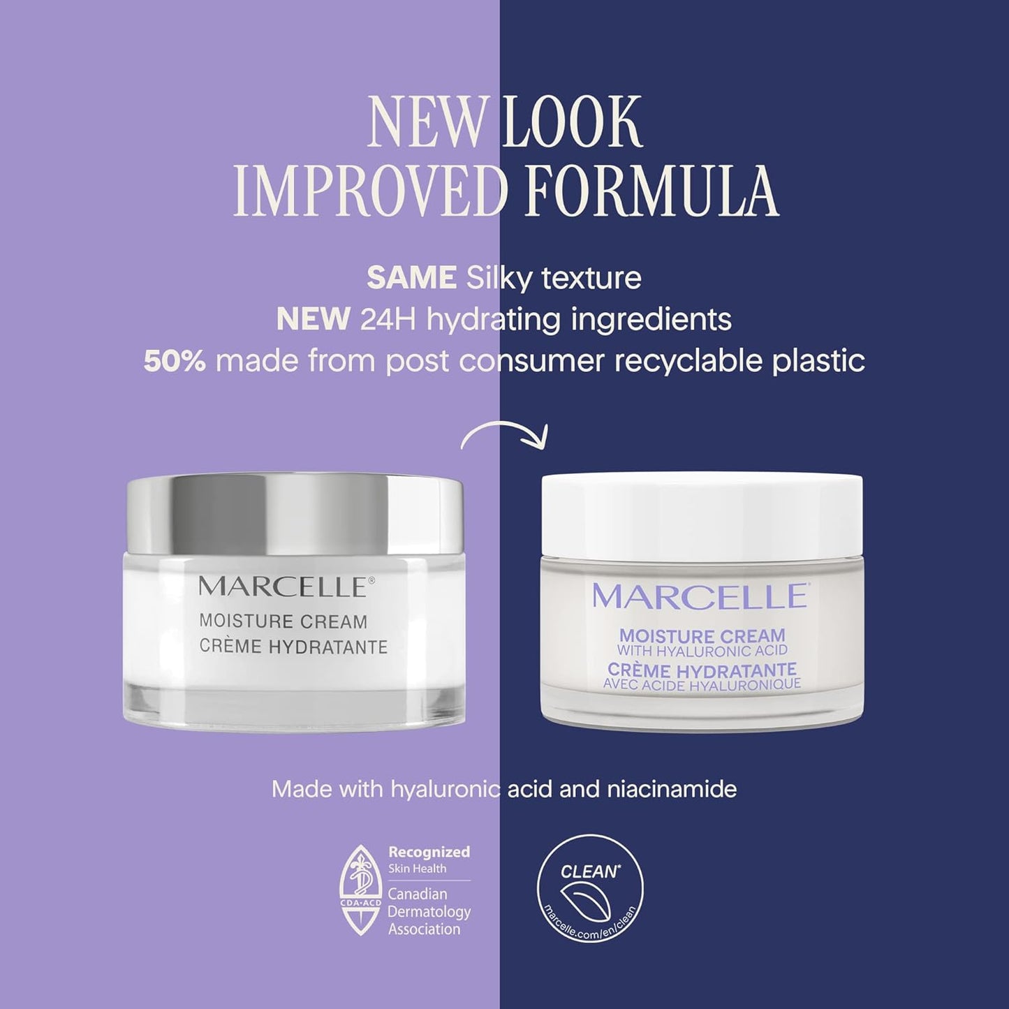 Marcelle Anti-Wrinkle Cream 50+, Day & Night, Anti-Aging Cream & Moisture Cream with Hyaluronic Acid, Vegan, Cruelty-Free